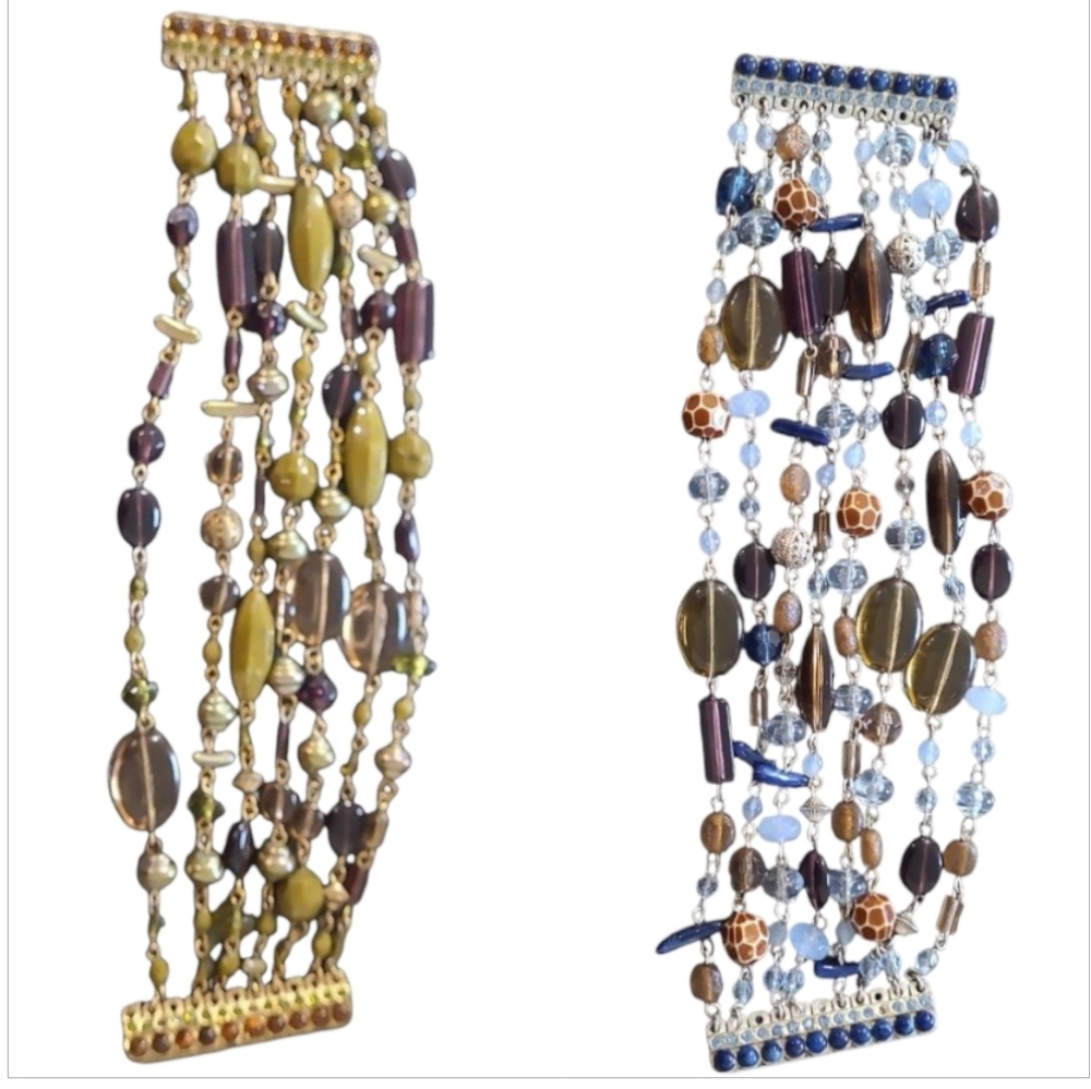Bohemian Boho Beaded Rhinestone 8” Magnetic Closure Bracelet 7.75"